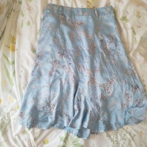 Silk floral midi skirt